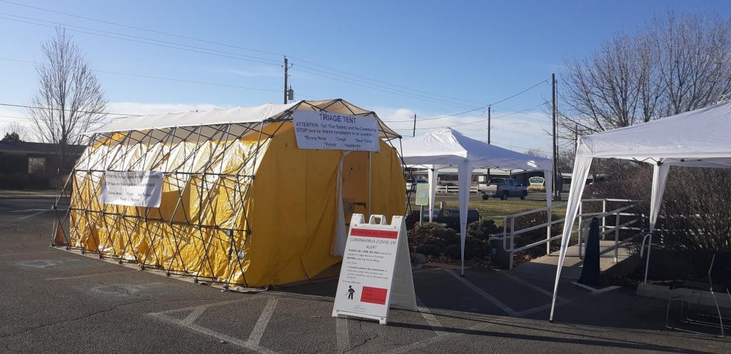 The COVID Triage Tent at Valor Health Hospital in Gem County.