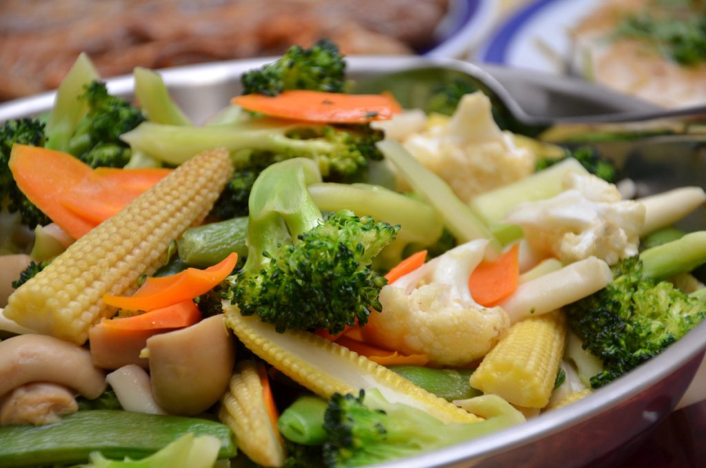 Plate of boiled vegetables